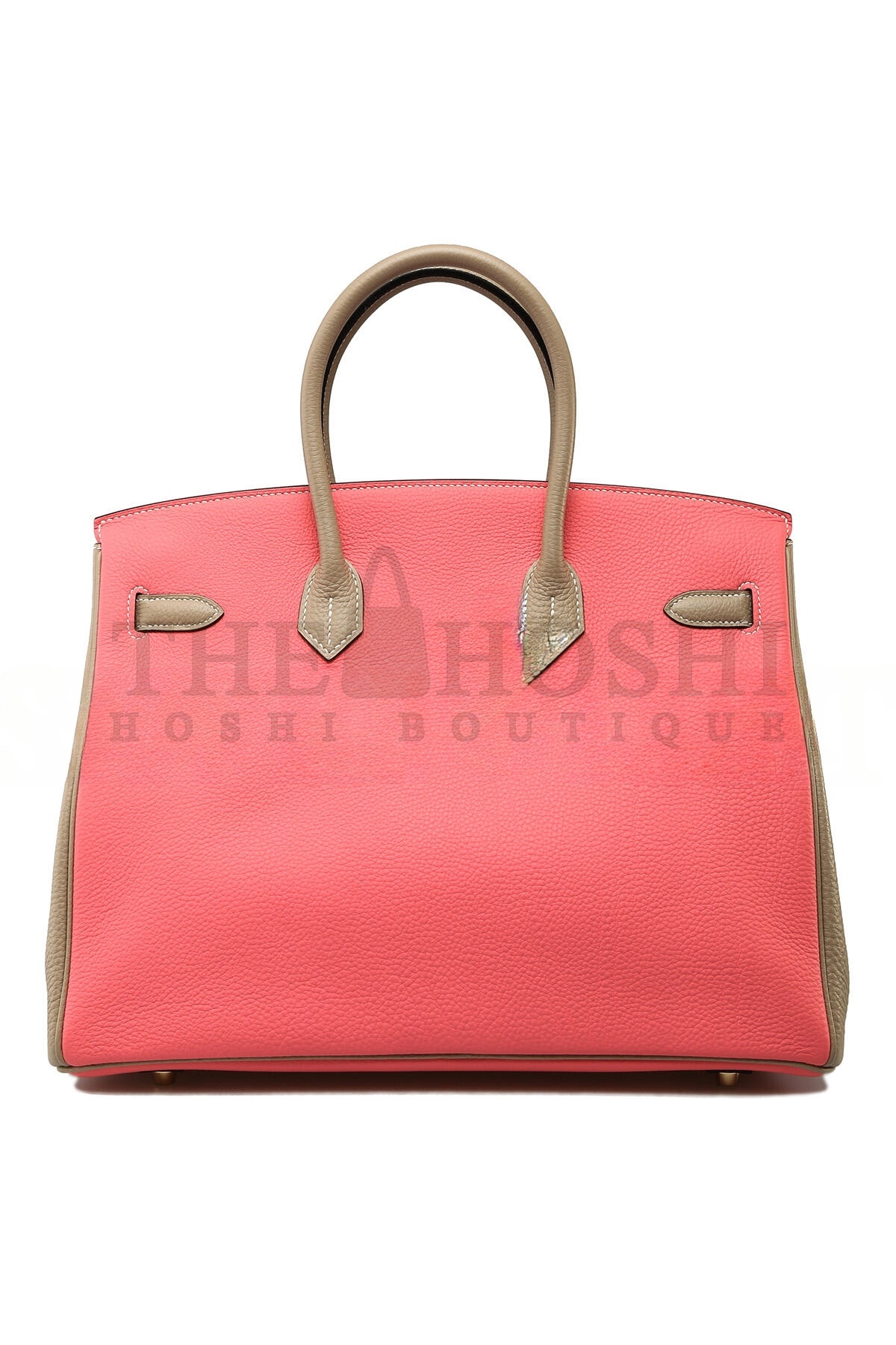 H**me5 BIRKIN 30 EPSOM LIPSTICK PINK AND ELEPHANT GREY SILVER BUCKLE BAG H028369CK61 (30*23*15cm) Master Quality